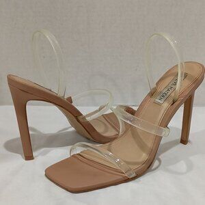 STEVE MADDEN Women's Gracey Strappy Stiletto Sandals In Clear / Tan Size 8